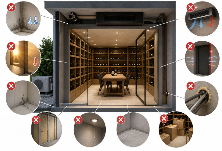 Typical planning mistakes in climate-controlled wine cellars