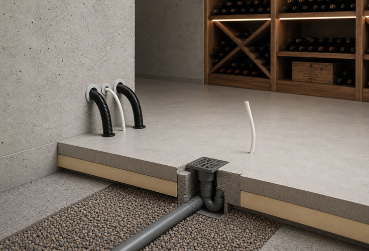 Condensate drainage for a wine cellar climate-control system