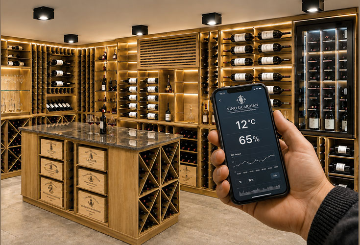 Oak wine racks are ideally suited for wine cellars