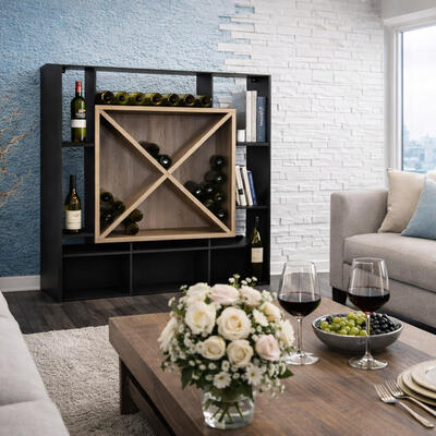 Product image for 'Wine rack NERO, wood & steel material mix'