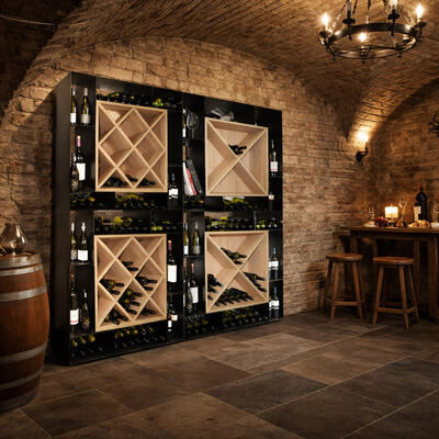Product image for 'Wine rack NERO, wood & steel material mix'
