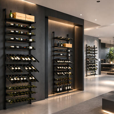 Product image for 'Metal wine rack system BLACK PURE VARIO for wall mounting,height adjustable,modular'