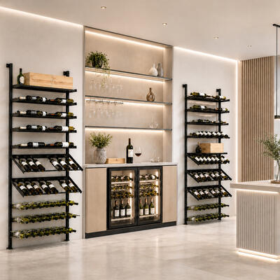 Product image for 'Metal wine rack system BLACK PURE VARIO for wall mounting,height adjustable,modular'