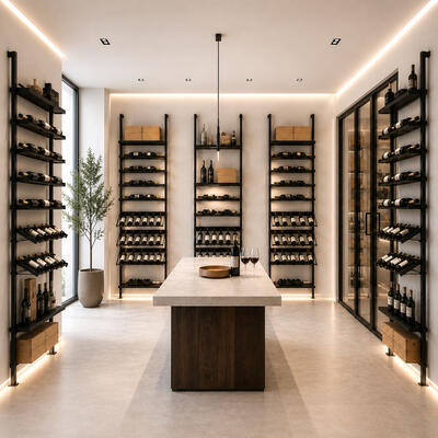 Product image for 'Metal wine rack system BLACK PURE VARIO for wall mounting,height adjustable,modular'