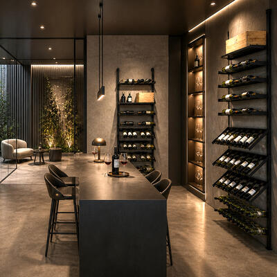 Product image for 'Metal wine rack system BLACK PURE VARIO for wall mounting,height adjustable,modular'