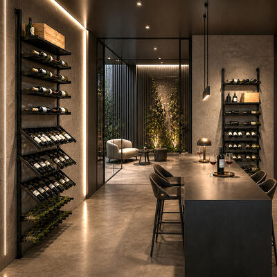 Product image for 'Metal wine rack system BLACK PURE VARIO for wall mounting,height adjustable,modular'