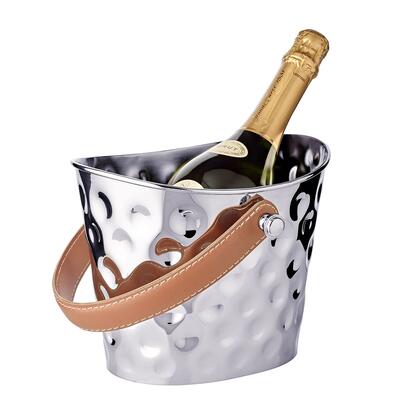 Product image for 'Wine/bottle cooler GILBERT, with leather handle, hammered'