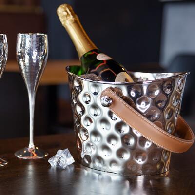 Product image for 'Wine/bottle cooler GILBERT, with leather handle, hammered'