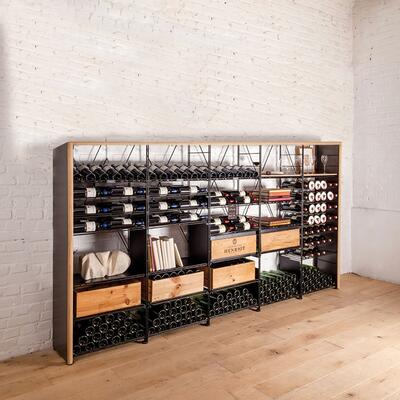 Product image for 'LA CAVE metal wine rack system with wooden frame, H170cm'