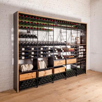 Product image for 'LA CAVE metal wine rack system with wooden frame, H220cm'