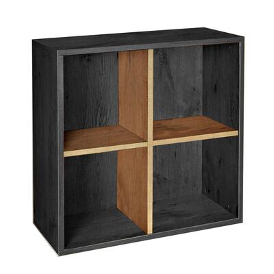 Product image for 'Shelving module with 4 compartments, ash graphite/country oak'