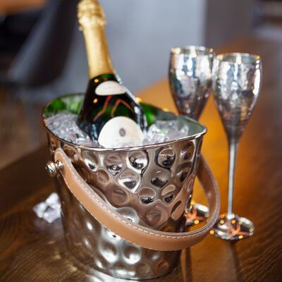 Product image for 'Wine/bottle cooler GILBERT, with leather handle, hammered'