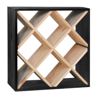 Product image for 'Wine rack 52 cm, rhombus, stained black-natural'