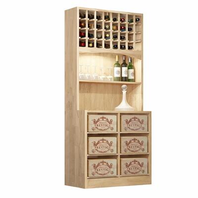 Product image for 'Wine rack PRESTIGE 6, with lighting, natural oak wood'