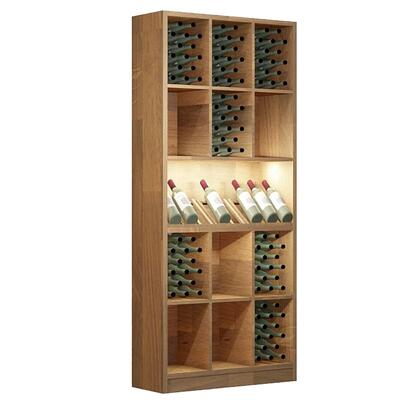 Product image for 'Wine rack PRESTIGE 9, with lighting, oak wood stained brown'