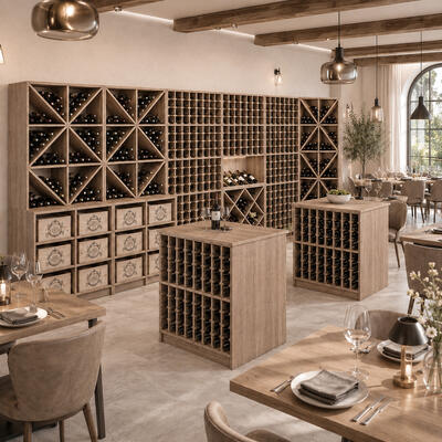 Product image for 'Wine rack system PRESTIGE made of solid oak, brown stained'