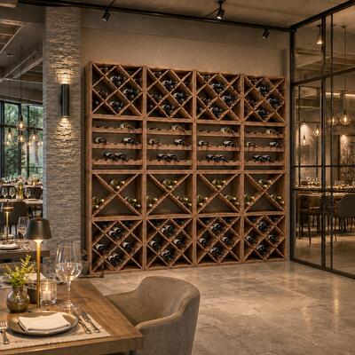 Product image for 'Wooden wine rack system, CUBE 50, tobacco'