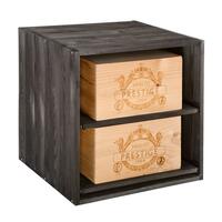 Product image for 'Wine rack 52 cm, module with sliding shelves, brown stained'