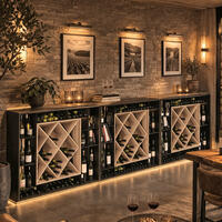 Product image for 'Wine rack NERO, wood & steel material mix'