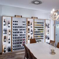 Product image for 'Wine rack system Piedmont, fir wood, white lacquered with light brown veneered alder edge'