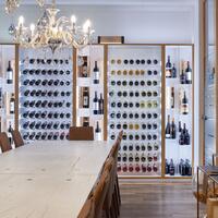 Product image for 'Wine rack system Piedmont, fir wood, white lacquered with light brown veneered alder edge'