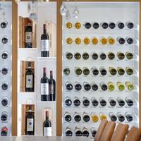 Product image for 'Wine rack system Piedmont, fir wood, white lacquered with light brown veneered alder edge'