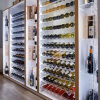 Product image for 'Wine rack system Piedmont, fir wood, white lacquered with light brown veneered alder edge'