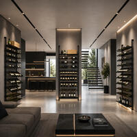 Product image for 'Metal wine rack system BLACK PURE VARIO for wall mounting,height adjustable,modular'