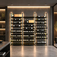 Product image for 'Metal wine rack system BLACK PURE VARIO for wall mounting,height adjustable,modular'
