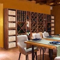 Product image for 'Wine rack 60 cm with drawers f. single bottles, pine wood stained brown'