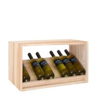 Wine rack 60 cm with one presentation shelf, untreated pine
