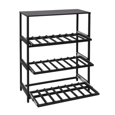 Metal Wine Rack BLACK PURE, Modell 14 with sliding shelves D 30 cm