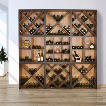 Wine rack system CAVEPRO, country oak with anthracite edge