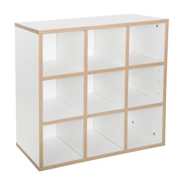 Module with 9 compartments alpine white/natural oak edge