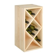 Wine rack with diamond shaped inserts, narrow, nat.