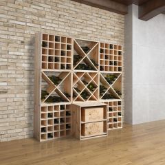 CUBE 52 wine rack system,untreated wood