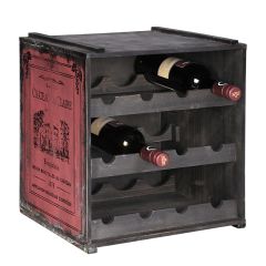 Wooden wine rack ANTIK, red