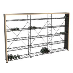 Wine rack LA CAVE, H 170 x W 273 cm, 15 shelves, wooden frame