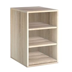 Module with 3 pull-out shelves for crates up to 19cm, W 45 x D 55, light oak