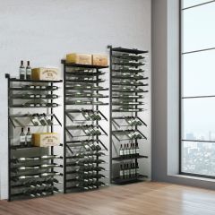 Metal wine rack system BLACK PURE VARIO for wall mounting,height adjustable,modular