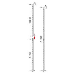 Wall bracket (2 pieces) two-piece for height 2 m