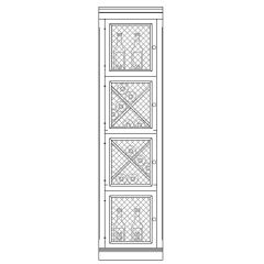 Wine rack system Barolo, fir wood, with mesh door, model 4, light brown