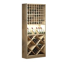 Wine rack PRESTIGE 3, with lighting, natural oak wood