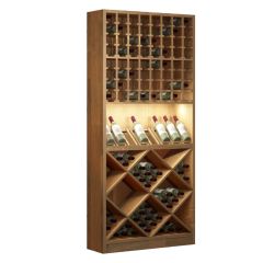 Wine rack PRESTIGE 3, with lighting, oak wood stained brown