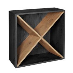 Shelving module with X-cross, ash graphite/country oak