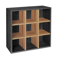 Shelving module with 9 compartments, ash graphite/country oak
