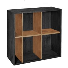 Shelving module with 6 compartments, ash graphite/country oak
