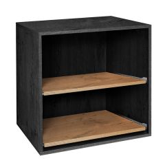 Shelving module T 55 with 2 pull-out shelves shelves, ash graphite/country oak