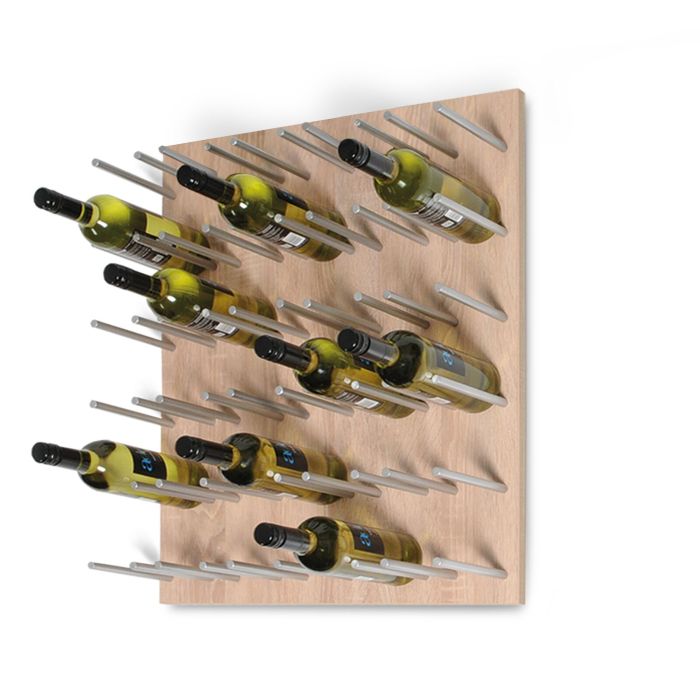Wall wine rack ESTABA, holds 30 bottles, light oak