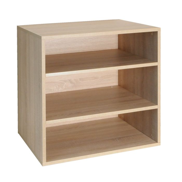 Rack module with 2 shelves, 55 cm depth, light oak